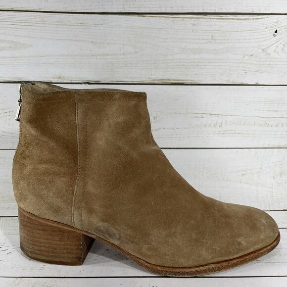 Rag & Bone Wesley Suede Back Zip Ankle Boots Chestnut Tan Womens Size 36 US 6 - Picture 1 of 10